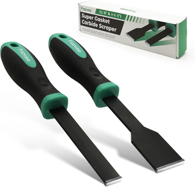 Prozwee 2PCS Carbide Scraper Set(1-1/4 inch & 5/8 inch),Super Gasket Scraper with Durable Tungsten Tip for Remove Gaskets, Carbon and More from Varied Surfaces - Image 1